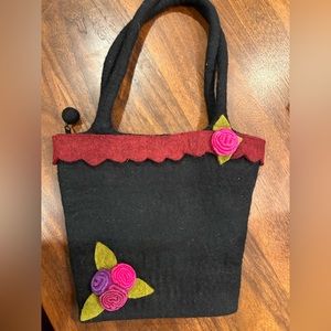 Black wool felted bag, brand new, never been used.